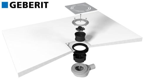 Syfon do brodzika prysznicowego 90 mm DN40 stal nierdzewna FLEXIA GEBERIT 17761 Polysan montaż