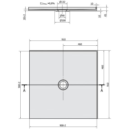 Brodzik prysznicowy kwadratowy kompozytowy 80 x 80 cm biały MIRAI 73182 Polysan rysunek