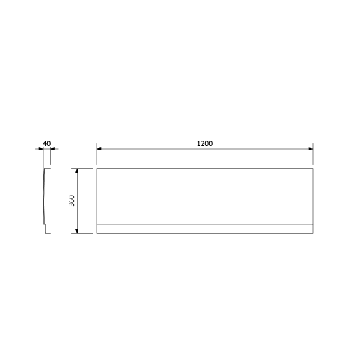 PLAIN NIKA Obudowa czołowa do brodzika prysznicowego DEEP 120 x 36 cm 84899 Polysan rysunek