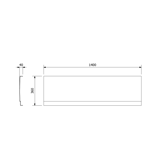 PLAIN NIKA Obudowa czołowa do brodzika prysznicowego DEEP 140 x 36 cm 72957 Polysan rysunek