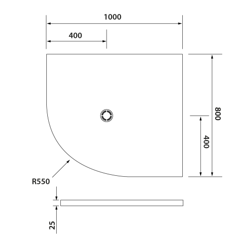 Brodzik prysznicowy półokrągły kompozytowy R55 100 x 80 cm biały prawy FLEXIA 91251 Polysan rysunek