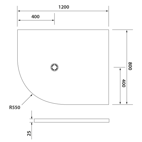 Brodzik prysznicowy półokrągły kompozytowy R55 120 x 80 cm biały prawy FLEXIA 91291 Polysan rysunek