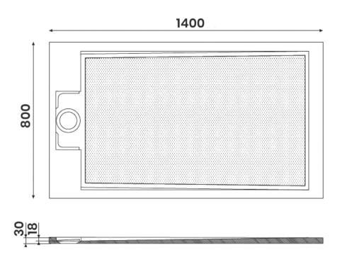 Brodzik prysznicowy prostokątny kompozytowy 140 x 80 cm EMA PE14080 Gelco rysunek