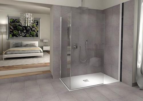 Brodzik prysznicowy prostokątny kompozytowy 150 x 90 cm biały mat FLEXIA 72898MAT Polysan aranżacja