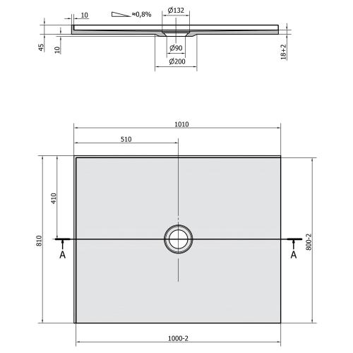 Brodzik prysznicowy prostokątny kompozytowy 100 x 80 cm biały lewy MIRAI 73169 Polysan rysunek