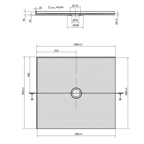 Brodzik prysznicowy prostokątny kompozytowy 100 x 90 cm biały lewy MIRAI 73171 Polysan rysunek