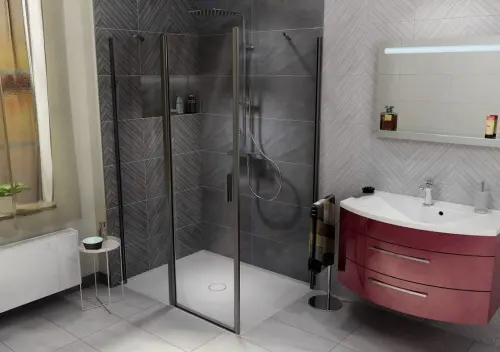 Brodzik prysznicowy prostokątny kompozytowy 100 x 80 cm biały prawy MIRAI 73170 Polysan aranżacja