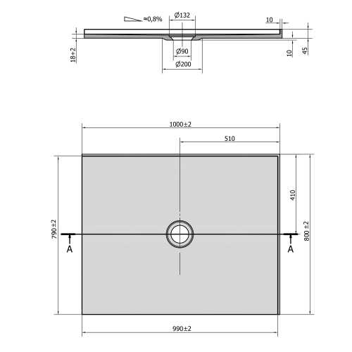 Brodzik prysznicowy prostokątny kompozytowy 100 x 80 cm biały prawy MIRAI 73170 Polysan rysunek