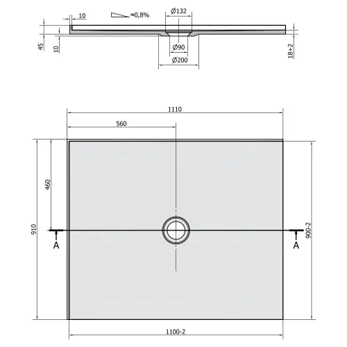 Brodzik prysznicowy prostokątny kompozytowy 110 x 90 cm biały lewy MIRAI 73175 Polysan rysunek