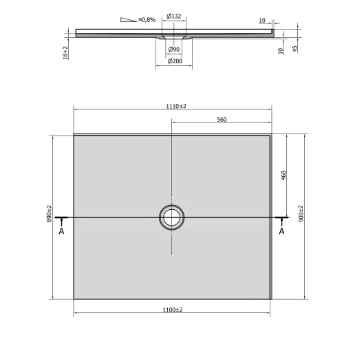 Brodzik prysznicowy prostokątny kompozytowy 110 x 90 cm biały prawy MIRAI 73176 Polysan rysunek