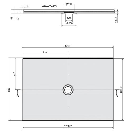 Brodzik prysznicowy prostokątny kompozytowy 120 x 80 cm biały lewy MIRAI 73177 Polysan rysunek