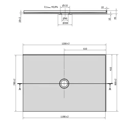 Brodzik prysznicowy prostokątny kompozytowy 120 x 80 cm biały prawy MIRAI 73178 Polysan rysunek