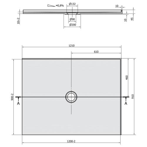 Brodzik prysznicowy prostokątny kompozytowy 120 x 90 cm biały prawy MIRAI 73180 Polysan rysunek