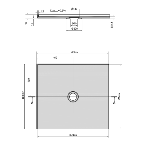 Brodzik prysznicowy prostokątny kompozytowy 90 x 80 cm biały lewy MIRAI 73167 Polysan rysunek
