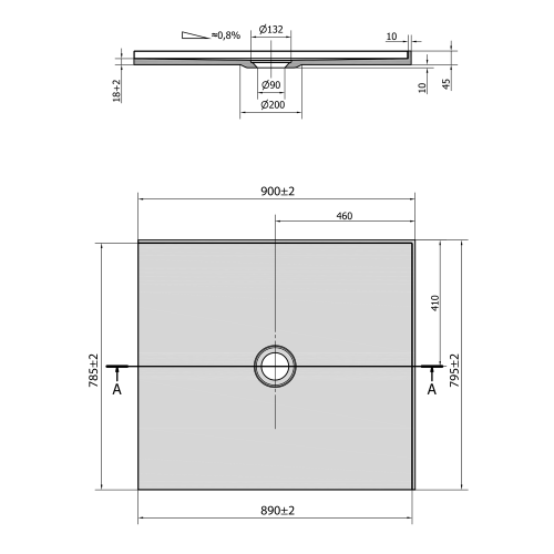 Brodzik prysznicowy prostokątny kompozytowy 90 x 80 cm biały prawy MIRAI 73168 Polysan rysunek