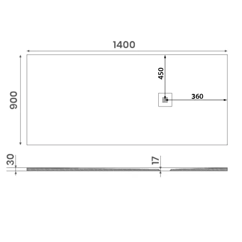 Brodzik prysznicowy prostokątny kompozytowy 120 x 90 cm szary MITIA PMS12090 GELCO rysunek