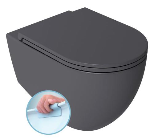 Miska WC podwieszana RIMLESS 36,5 x 53 cm antracyt INFINITY 10NF02004-2C Isvea