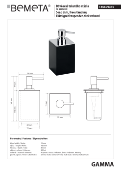 GAMMA Dozownik do mydła stojący czarny 200 ml 145609310 Bemeta wymiary
