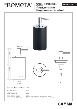 GAMMA Dozownik do mydła stojący czarny 250 ml 145609320 Bemeta wymiary