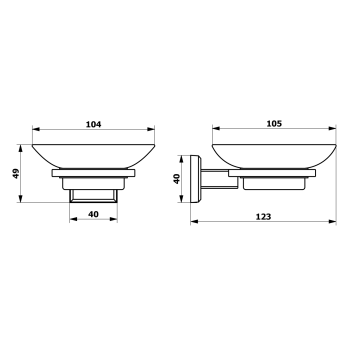 Mydelniczka do powieszenia szkło mleczne/chrom COLORADO 6911 Gedy rysunek