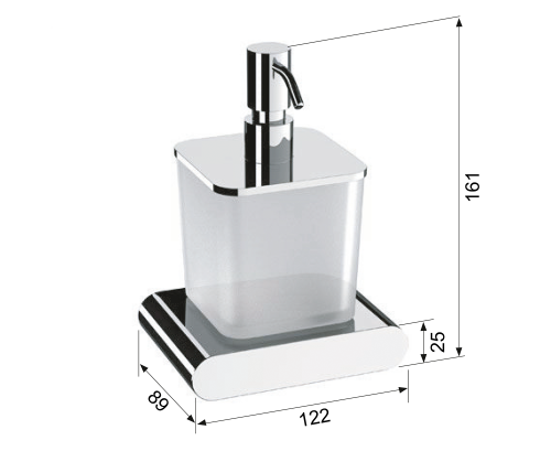 Dozownik do mydła chrom FLORI RF019 Sapho wymiary