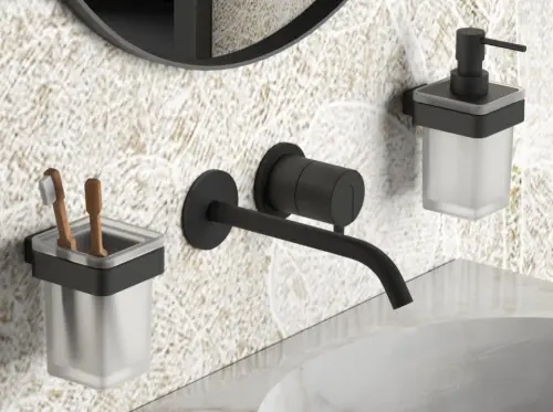 Dozownik do mydła czarny mat SAMOA A88114 Gedy aranżacja