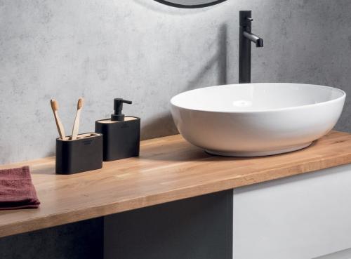 Dozownik do mydła czarny mat/bambus NINFEA 138014 Gedy wizualizacja