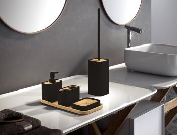 Mydelniczka do postawienia czarny mat/bambus NINFEA 131114 Gedy zestaw