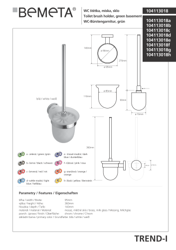Szczotka WC TREND-I 104113018 Bemeta wymiary