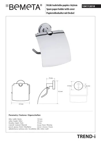 Wieszak na papier toaletowy TREND-I 104112018 Bemeta