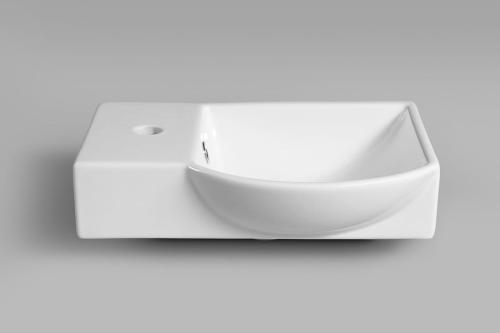 Umywalka ceramiczna mała 45 x 32 cm lewa biały LITOS 4779 Sapho przód
