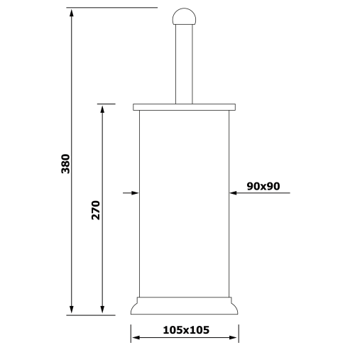 Szczotka WC do postawienia stal nierdzewna szczotkowana SIMPLE LINE GA1210 Aqualine wymiary