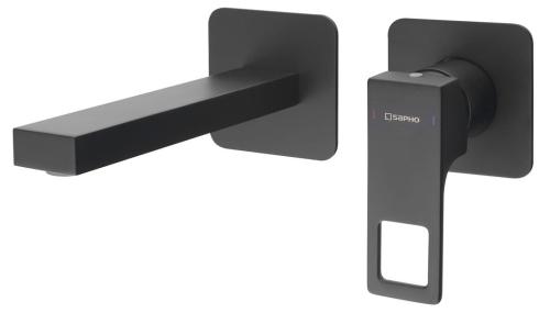 Bateria umywalkowa podtynkowa czarny mat FORATA FT018/15 Sapho