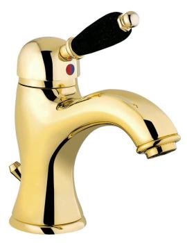 Bateria umywalkowa stojąca złoto czarny uchwyt KIRKÉ BLACK KI02NZ Sapho