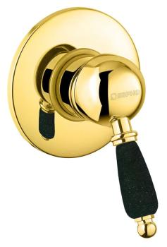 Bateria prysznicowa podtynkowa 1 funkcyjna czarny uchwyt złoto KIRKÉ BLACK KI41NZ Sapho