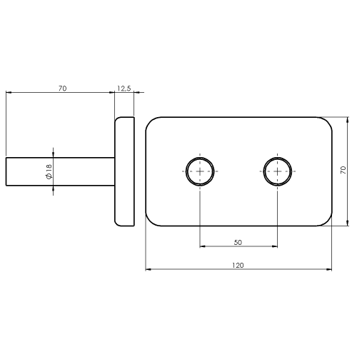 Rozeta maskująca prostokątna biały 50 mm WICHER 600.315.4 BRUCKNER wymiary