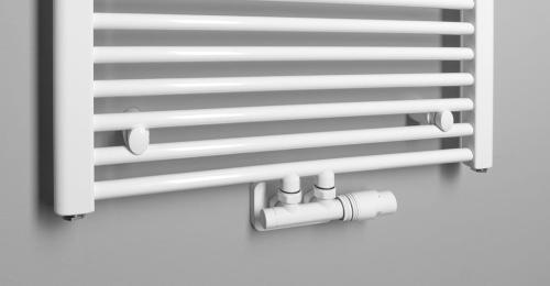 Grzejnik łazienkowy 600 x 16800 mm biały podłączenie środkowe 1013 W DIRECT ELM66T Aqualine podłączenie