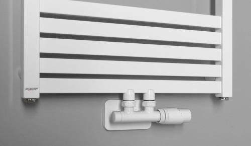 Grzejnik łazienkowy 500 x 1050 mm biały 465 W GRUNT 600.121.4 BRUCKNER podłączenie
