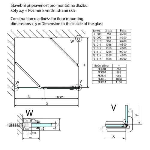 Drzwi prysznicowe skrzydłowe lewe szkło czyste 110x200 cm FORTIS LINE FL1011L Polysan rys 3