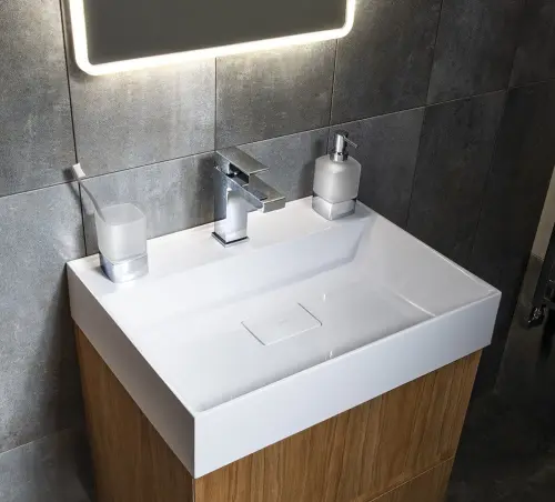 Dozownik mydła stojący, chrom LOUNGE 545513 GEDY aranżacja