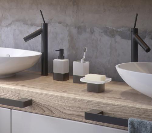 Mydelniczka do postawienia, czarny LOUNGE 545114 GEDY zestaw