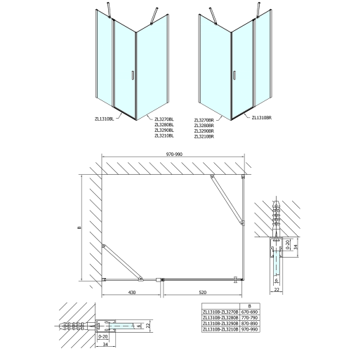 Kabina prysznicowa prostokątna 120 x 100 x 190 cm ZOOM LINE BLACK ZL1312BZL3210B Polysan wymiary
