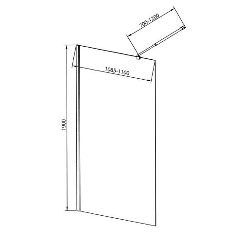 Kabina prysznicowa Walk-in jednoczęściowa ze wspornikiem szkło czyste 110 x 190 cm WI111 Aqualine wymiary