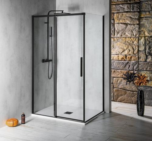 ALTIS LINE BLACK ścianka prysznicowa boczna 90 cm AL6012B Polysan złożona