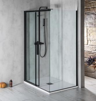 Kabina prysznicowa narożna prostokątna 130 x 90 x 200 cm wariant L/R ALTIS LINE BLACK AL4012BAL6012B POLYSAN aranżacja