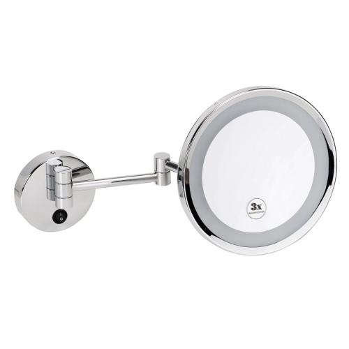 Lusterko kosmetyczne naścienne srebrne z podświetleniem LED fi 240 mm 116401772 Bemeta