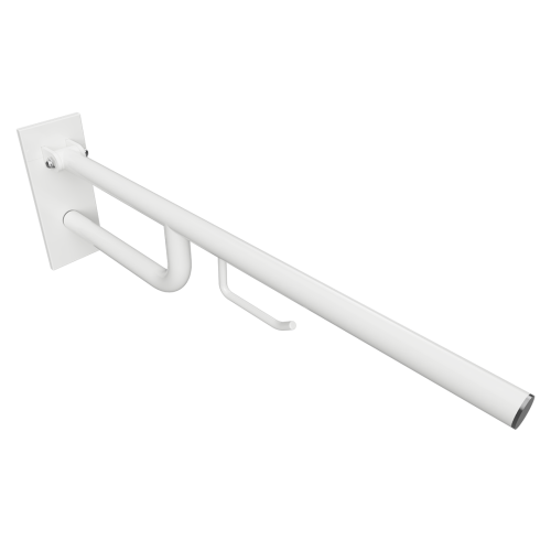Poręcz składana 850 mm z uchwytem na papier z kołnierzem osłonowym biała HELP 301607783 Bemeta