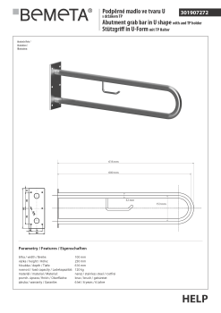Poręcz typu U 900 mm z uchwytem na papier stal szczotkowana HELP 301907332 Bemeta techniczny