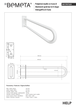 Poręcz typu U 850 mm z kołnierzem osłonowym biała HELP 301707323 Bemeta techniczny