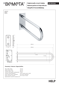 Poręcz typu U 850 mm z kołnierzem osłonowym stal szczotkowana HELP 301707322 Bemeta techniczny